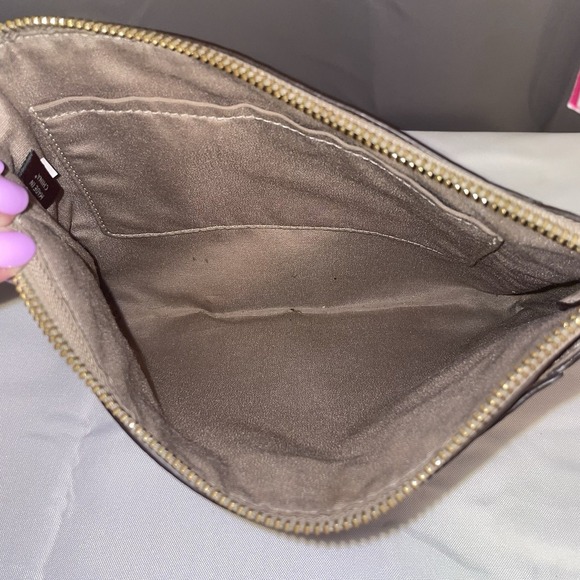 Coach Leather Suede Large Clutch Wristlet Bag Pebbled Leather F53419 Tan Beige - Picture 10 of 16